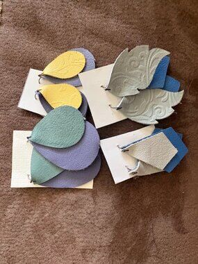 Lot of 4 Handmade Leather Earrings - Great Gift - Unique - Beautiful